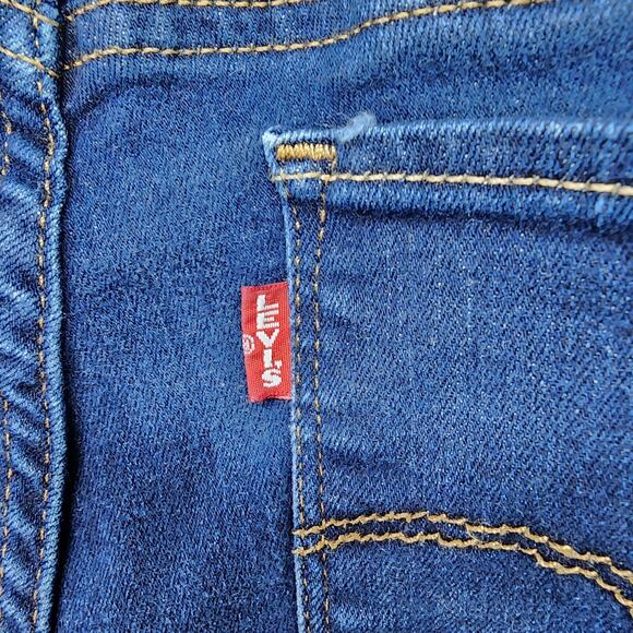 Levis 715 Bootcut Jeans Women 33x29 Dark Wash Stretch Denim Flare Mid Rise Big E - Picture 5 of 12